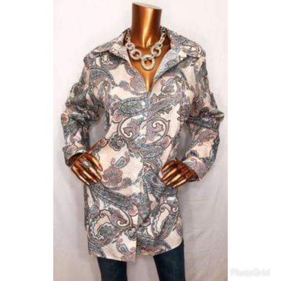 NWOT! Chico's No Iron Long Blouse Paisley Size 0 - Picture 1 of 5
